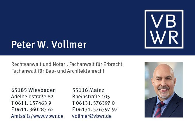 Visitenkarte Notar Peter W. Vollmer